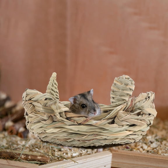 Milisten Handwoven Straw Nest Bed for Small Pets Hamsters Chinchillas Comfortable Cage Resting Mat