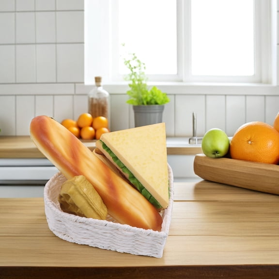 Milisten Elegant White Woven Basket with Heart Design for Home Storage and Display