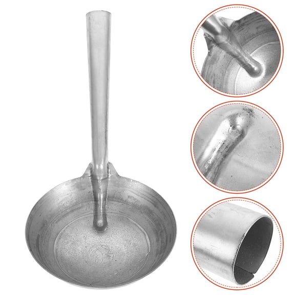 Milisten Durable Iron Feeding Spoon Grey Metal Ladle Ergonomic Design Versatile