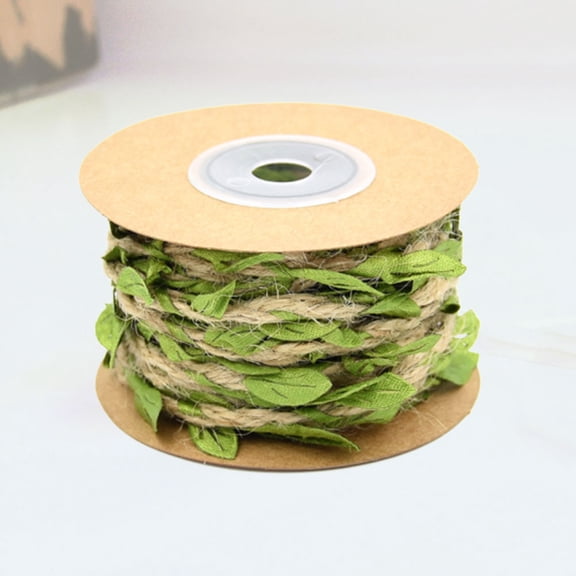 Milisten 1 Roll of Green Hemp Leaf Ribbon for Garden Decor Craft Hanging DIY Wrapping for General Users