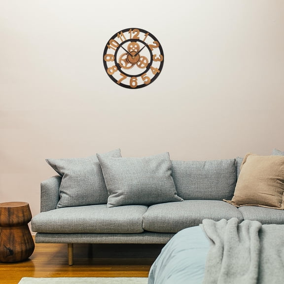 Milisten Silent Non Ticking Iron Wall Clock with Steampunk Gear Style for Room Decor