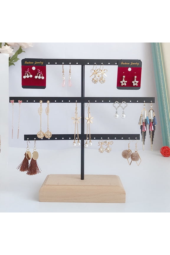 Black Earring Display Stand with 52 Holes Large Capacity Jewelry Organizer