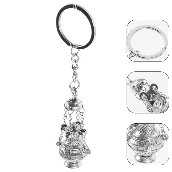 Milisten Metal Key Shaped Incense Burner Pendant Keychain Charms for Women, 1 Set