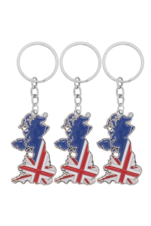 Zinc Alloy British Map Keychain Set with UK Symbols, Multi-Color, Elegant Decorative Souvenir Accessories