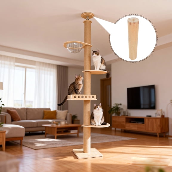 Milisten Khaki Cat Post Refill Wood Metal Strong Load Bearing Post for Indoor Cat Furniture