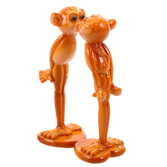 Milisten Resin Monkey Figurine Couple, Khaki, Romantic Home Decor, Wedding Topper