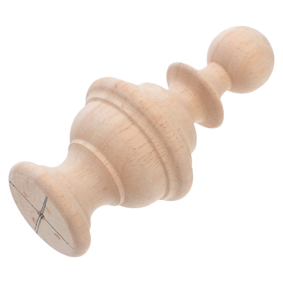 Milisten Khaki Solid Wood Bed Post Finials Hand Carved Decorative Stair Caps for Home