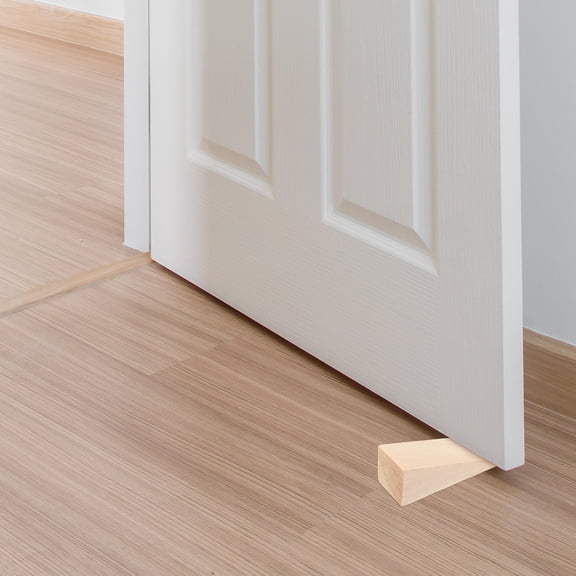 Milisten Stylish Khaki Wood Door Wedge for Home Decor and Wall Protection 4Pcs