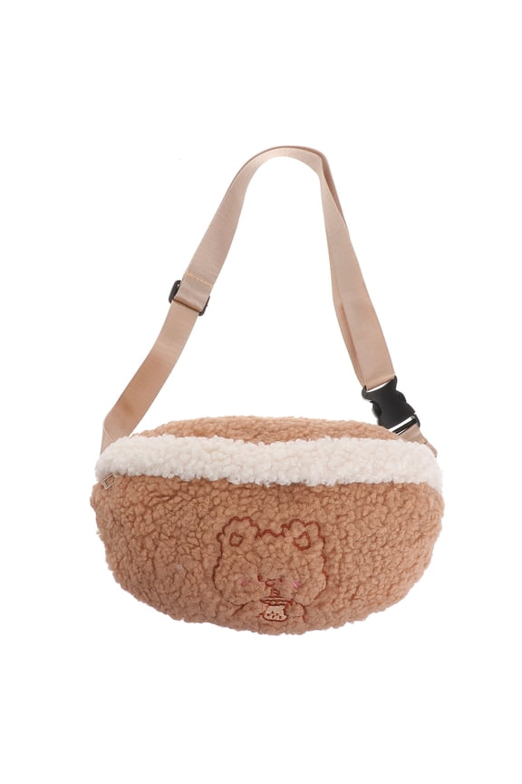 Fanny Pack for Women Khaki Plush 1Pcs for Daily Use Fashionable