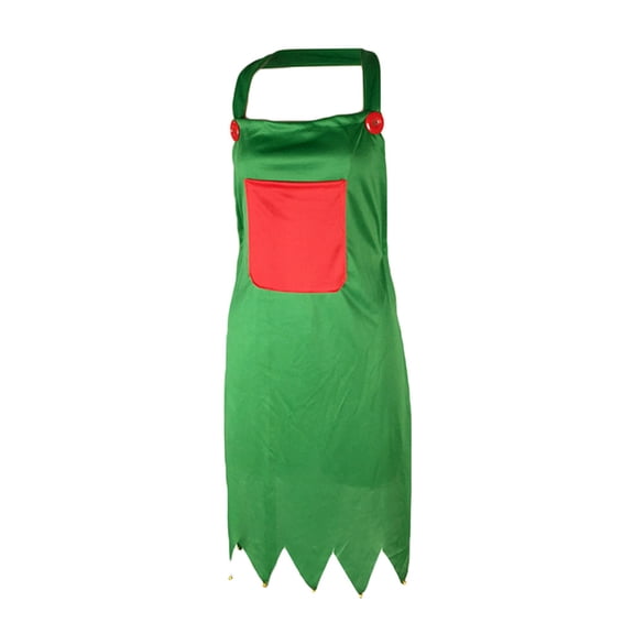 Milisten Green Christmas Shaped Chef Apron Knitted Cloth with Hanging Neck for Festive Banquets