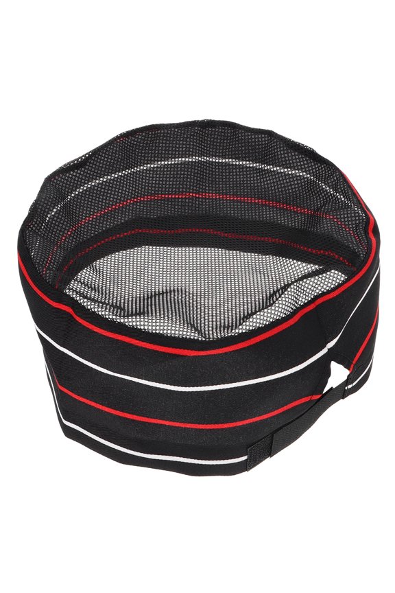 Adjustable Black Chef Hat with Breathable Mesh Top, Unisex Polyester Kitchen Cap for Professional Cooking and Culinary Use