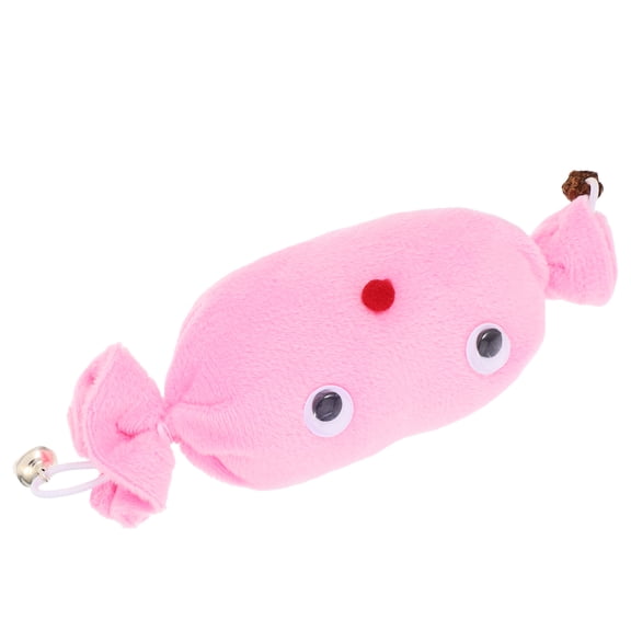 Milisten Cat Toy Plush Pink Candy Shape Bell Sound for Indoor Playtime 1Set