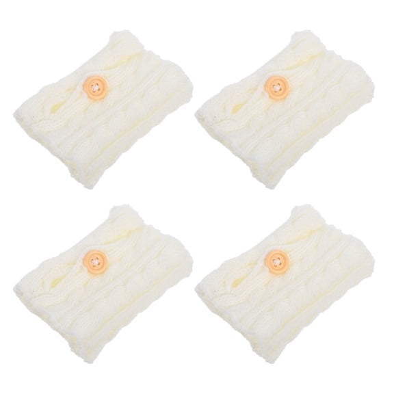 Milisten Knitted Sleeve 4Pcs Heat Resistant for Hot Drinks Consumption White Knitted Wool Insulated