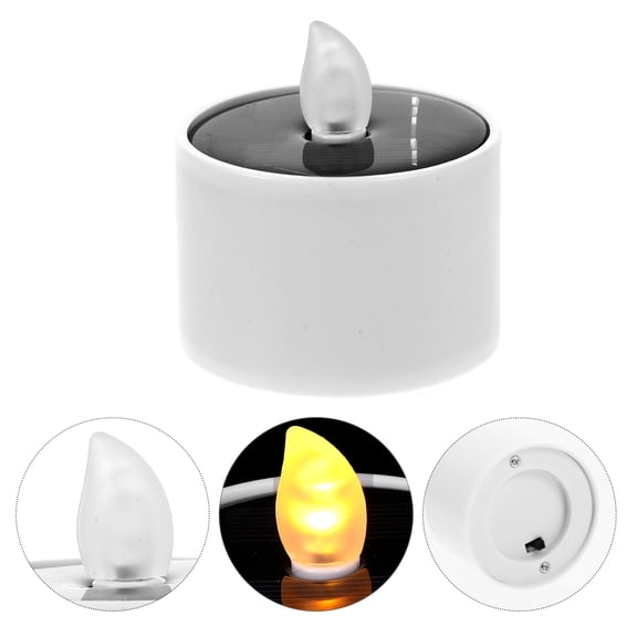 Milisten Flameless Solar Power LED Tealight White for Bedroom Decor 1Pc