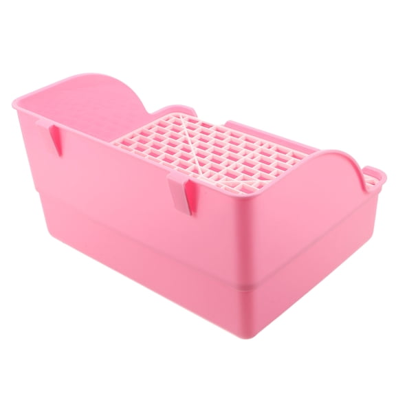 Milisten Large Pink Bunny Corner Litter Box with Grate for Adult Rabbits and Small Pets Spill Resistant