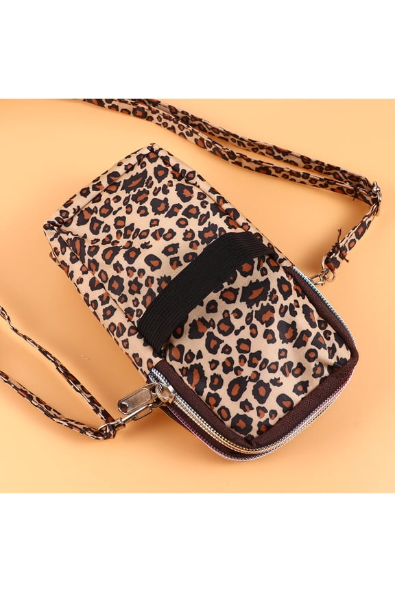 Leopard Print Portable Shoulder Bag for Women, Fashionable Phone Pouch with Large Capacity and Multiple Compartments