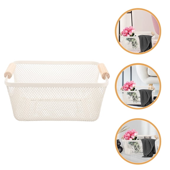 Milisten 1 Set Rectangular Metal Organizer Baskets, Iron Storage Bin for Study Room, Desk, Shelf, Office Supplies, Home Storage