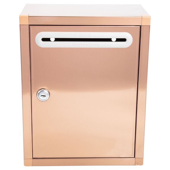 Milisten Metal Suggestion Case Golden Lockable Wall Mounted Letter Storage Box for Office and Factory Use