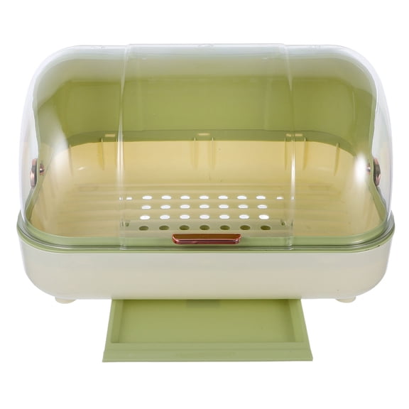 Milisten Countertop Dish Drying Rack, Milky Green, Plastic, Covered Storage, Kitchen Organization