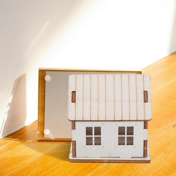 Milisten Beige Wooden Dollhouse Model Kit for Craft and Family Bonding