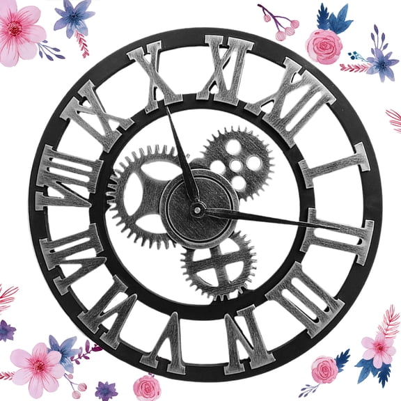 Milisten Rustic Industrial Wall Clock Round Metal Timekeeping Decorative Item for Office 1Pack