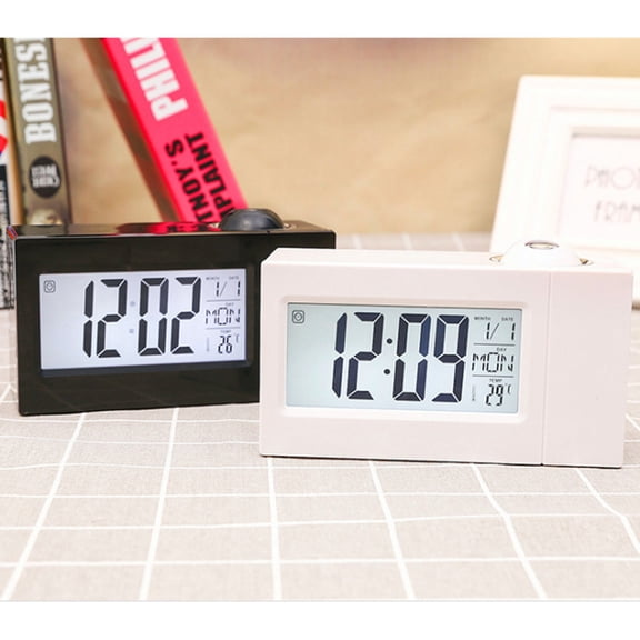Milisten White Projection Clock for Bedrooms Digital Alarm Clock with LED Display and 90 Degree Adjustable Projection