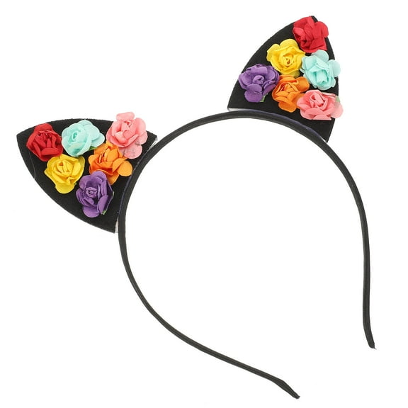 Milisten Multicolor Cat Ear Hairband with Floral Decoration for Stage Performance