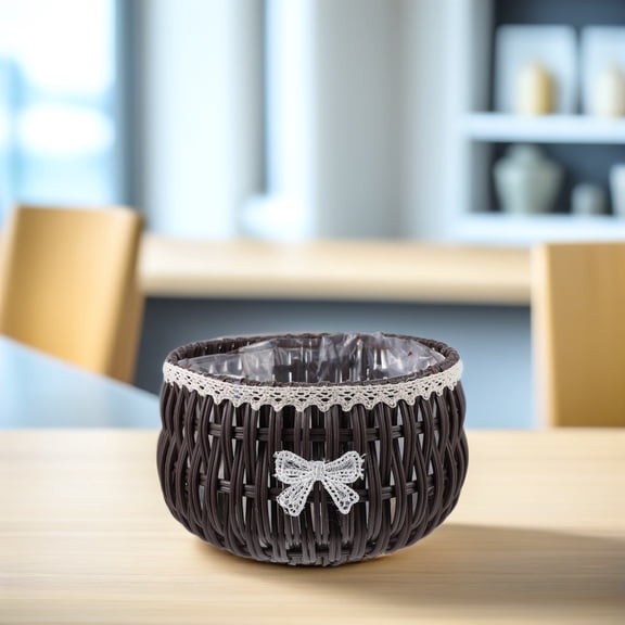 Milisten Multi-Purpose Woven Storage Basket in Coffee Color for Flowers, Plants, Home Organization and Sundries