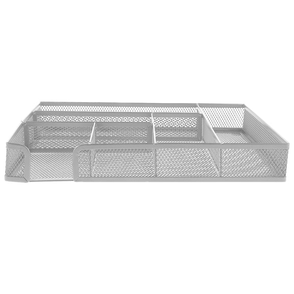 Milisten Metal Mesh Desktop Organizer Tray Plated Silver for Office Supplies and Accessories