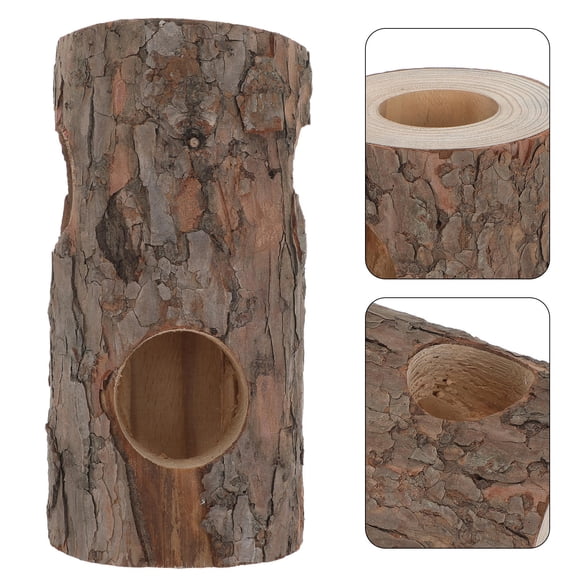 Milisten Natural Pine Wood Reptile Hideout Cave Hollow Log Shelter for Aquarium and Terrarium Pets