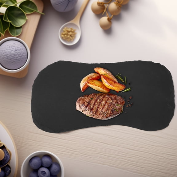 Milisten Natural Stone Cheese and Meat Board Black Heat Resistant Serving Tray for Appetizers