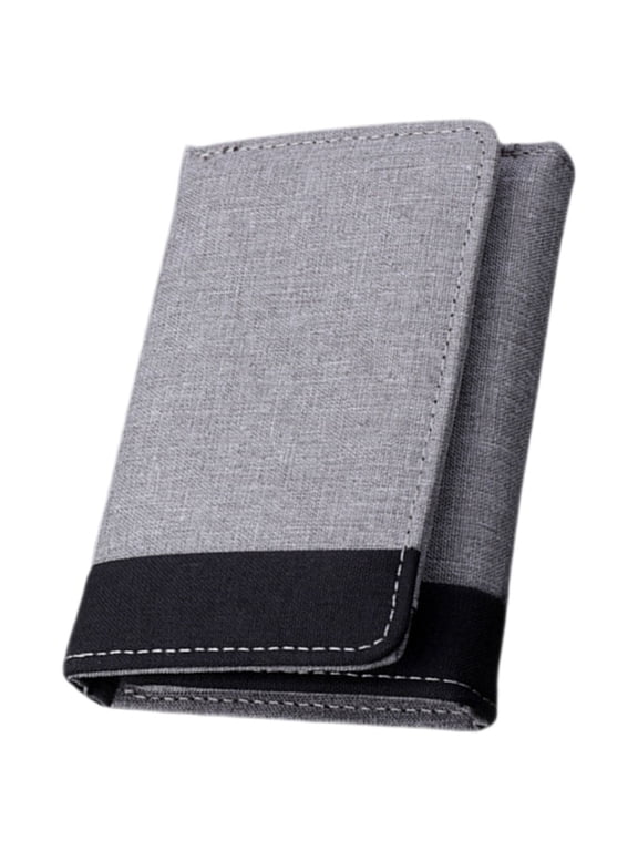 Mens Wallet Grey Canvas Card Organizer Multiple Compartments Practical Travel