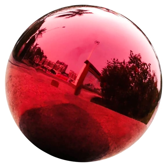 Milisten Decorative Red Garden Mirror Sphere Stainless Steel Reflective Gazing Globe