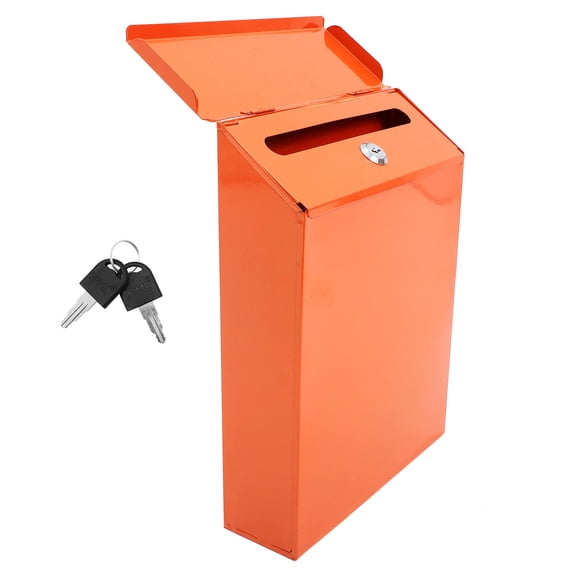 Milisten Orange Iron Wall-Mounted Mailbox with Hanging Lock, Rustic Style for Secure Outdoor Storage