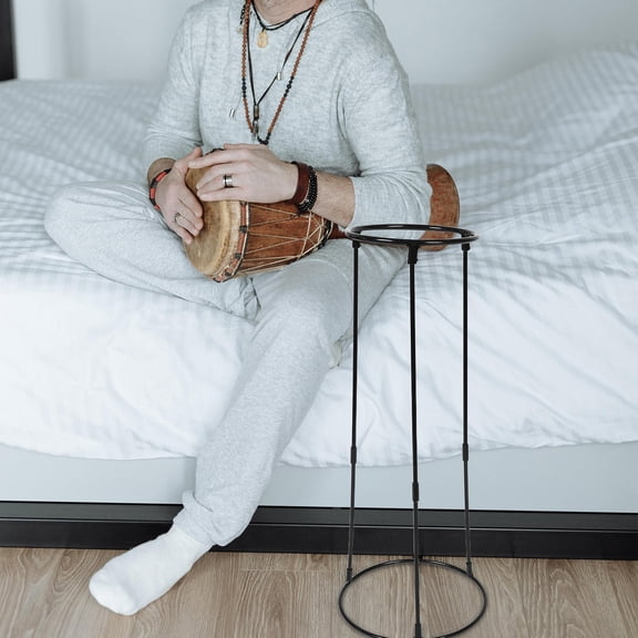 Milisten Black Metal Hand Drum Stand for Adults with Stable Versatile Design