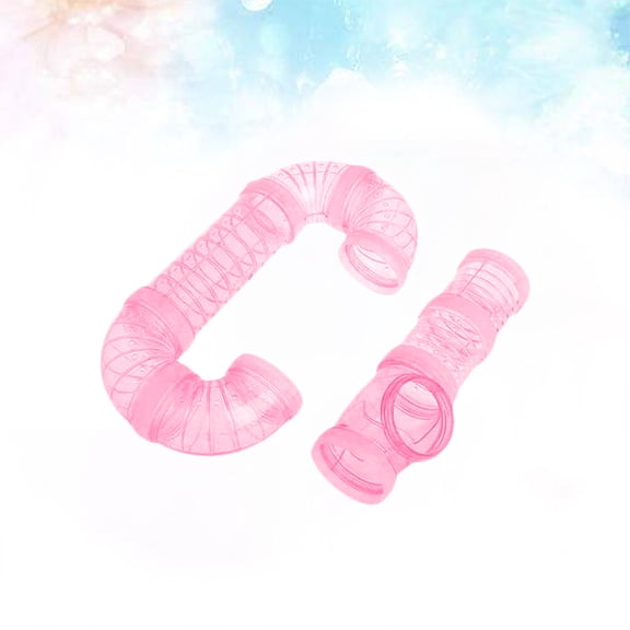 Milisten 2pcs Plastic Tube Accessory Hamster Activity PP Pink Small Pets