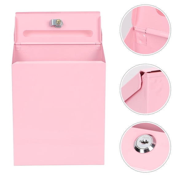 Milisten Pink Rustic Style Iron Letter Box 1Pcs Safe and Reliable Wall Mount Mail Box for Households 11.8x9.1x2.4in