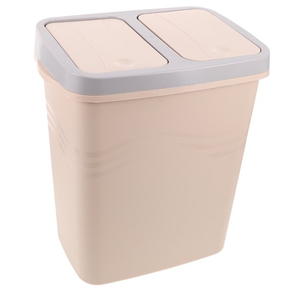 Milisten Khaki Plastic Dual Compartment Kitchen Trash Bin for Storage Use