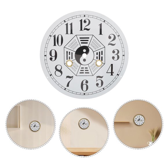 Milisten Plastic Round Wall Clock Dial Plate with Arabic Numerals and Yin Yang Bagua Design for Home Decor