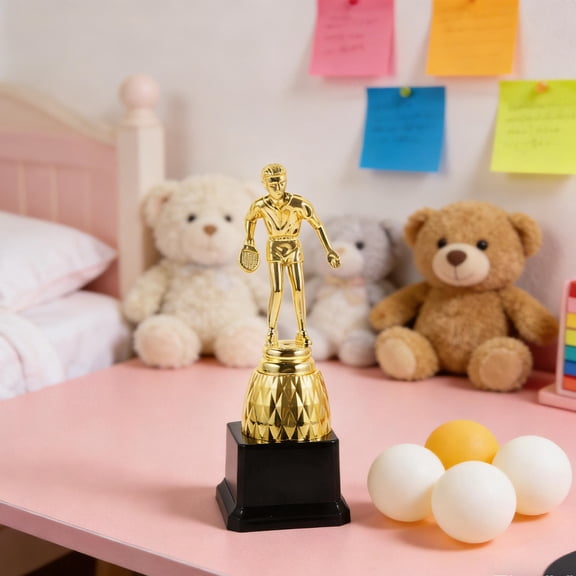 Milisten Plated Gold Plastic Trophy Cup for Table Tennis Championship and Sports Awards