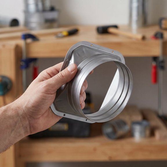 Milisten Plated Silver Hvac Air Duct Connector Flange Square to Round Transition for Ceiling Diffuser Adapter