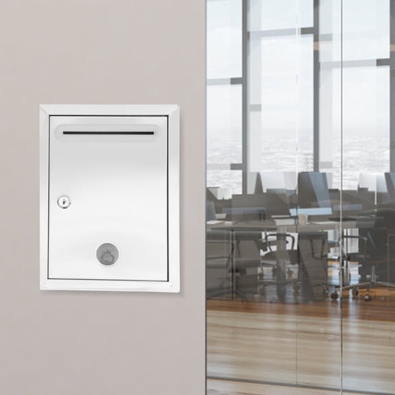 Milisten Plated Silver Lockable Donation Box with Slot Secure Metal Wall Mail Box for Letters