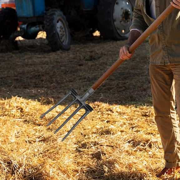 Milisten Plated Silver Metal Fork Head Pitch Fork for Efficient Soil Turning and Field Preparation