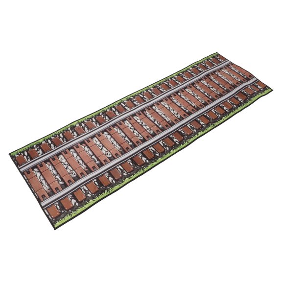 Milisten Polyester Railroad Track Runner Rug with Cushioned Non Slip Back for Train Party Floor Decoration