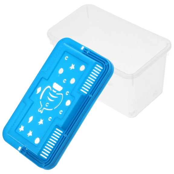 Milisten Portable Sky Blue Plastic Fish Tank with Lid Transparent Design for Turtles Reptiles Storage