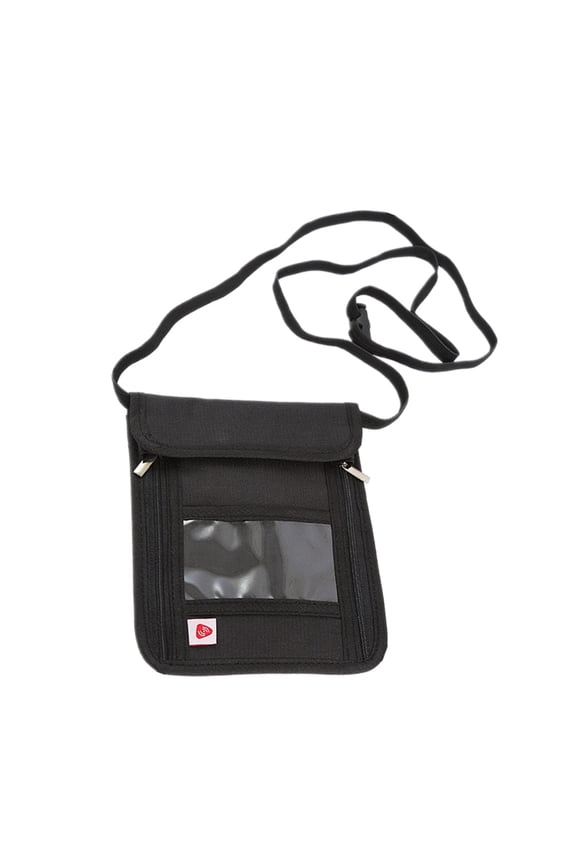 Portable Passport Wallet in Black Nylon for Traveling and Personal Item Storage