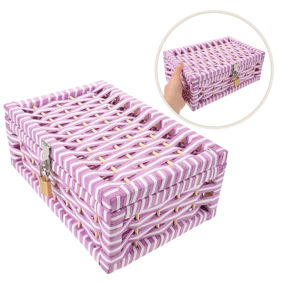 Milisten Violet Woven Locking Storage Bin for Secure Home Organization