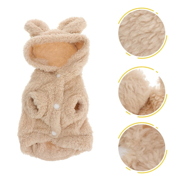 Milisten Light Brown Dog Sweater with Bear Ears and Buckle Closure for Pets