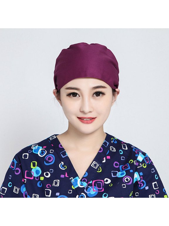 Purple Cotton Working Cap with Comfortable Fit for Salon and Cleaning Jobs