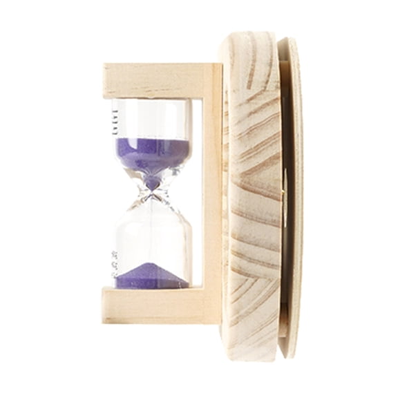 Milisten Purple Steam Room Temperature Humidity Meter with Wood Construction and Sand Hourglass Design